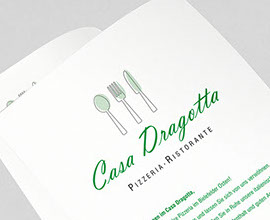 Speisekarte für Pizzeria, Casa Dragotta