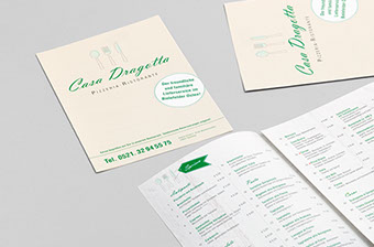 Flyer für Pizzeria, Casa Dragotta, Detail 