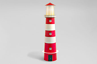 Displayaufsteller für Chutsch Display & Co, Leuchtturm aus Pappe 