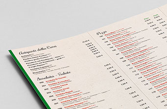 Speisekarte für Pizzeria, Da Genaro, Detailausschnitt 