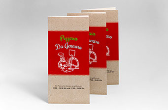 Speisekarten in stehend für Pizzeria, Da Genaro 