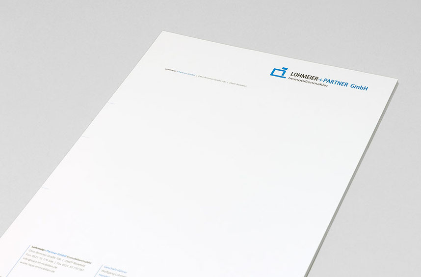 Briefbogen für Lohmeier und Partner GmbH, Immobilienmakler 