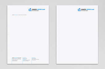 Briefbogen mit Folgeseite für Lohmeier und Partner GmbH, Immobilienmakler 