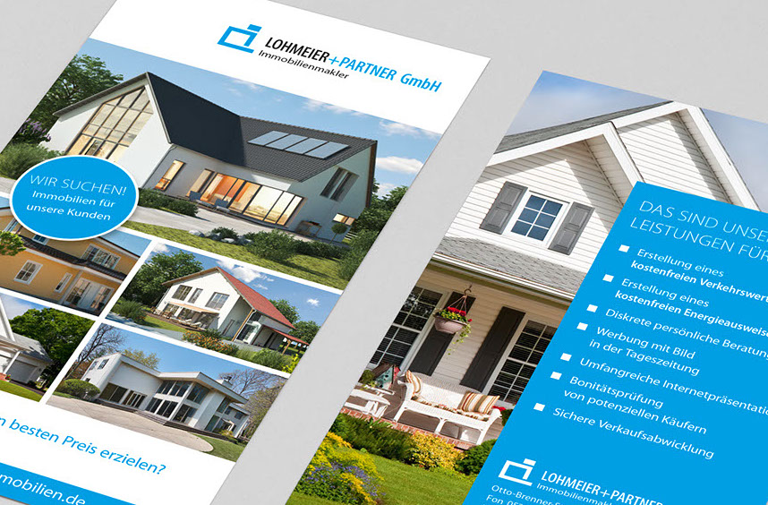 Mailing, Flyer für Lohmeier+Partner, Immobilienmakler, Detailansicht 