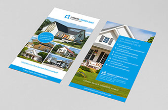 Mailing, Flyer für Lohmeier+Partner, Immobilienmakler, Vorder- und Rückseite liegend