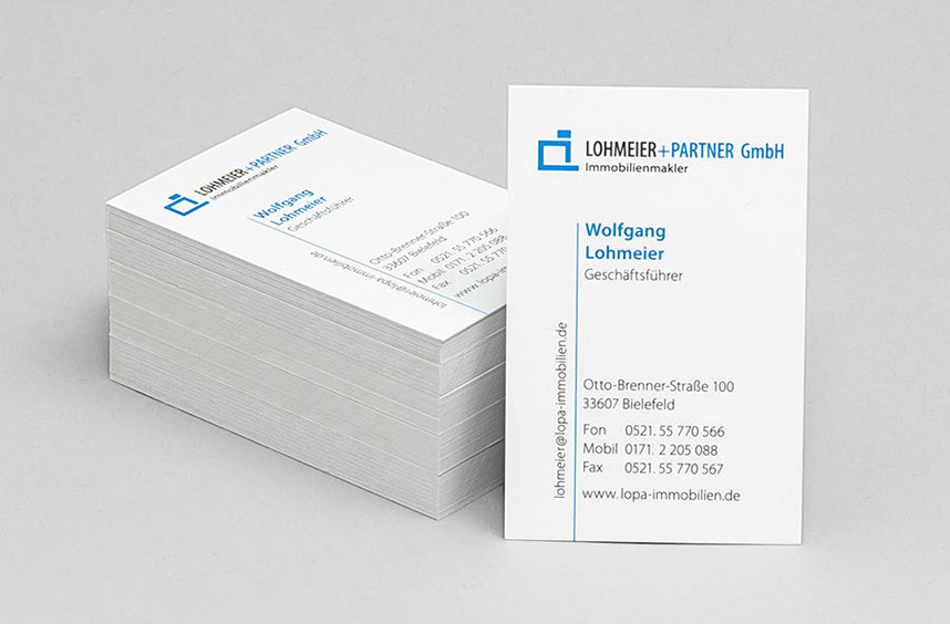 Visitenkarte für Lohmeier und Partner GmbH, Immobilienmakler 