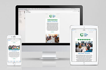 Der Email-Newsletter für die Stadt Bielefeld auf dem Desktop, Smartphone., Tablet 