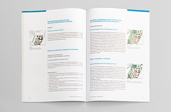 Broschuere für die Stadt Bielefeld und der WEGE mbH, C2-bizz, Doppelseite Leitlinien 