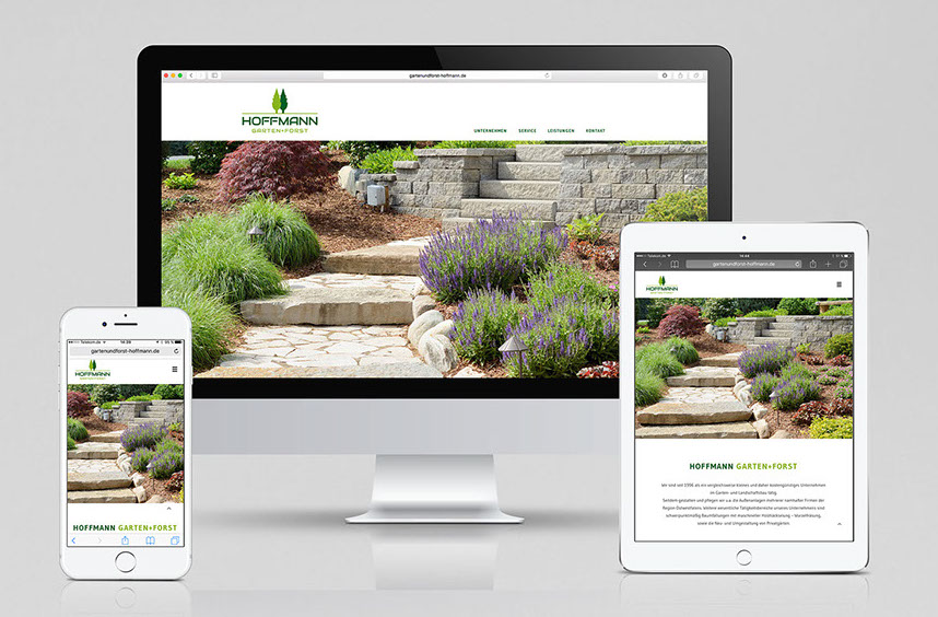 Responsive Webdesign und Internetauftritt  für Hoffmann Garten und Forst, optimiert für unterschiedliche Endgeräte. 