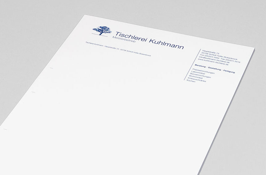 Briefbogen für die Tischlerei Kuhlmann, Detail 