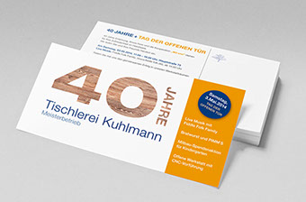Einladung zum Firmenjubiläum für die Tischlerei Kuhlmann, Stapel 