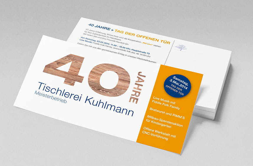 Einladung zum Firmenjubiläum für die Tischlerei Kuhlmann, Stapel 